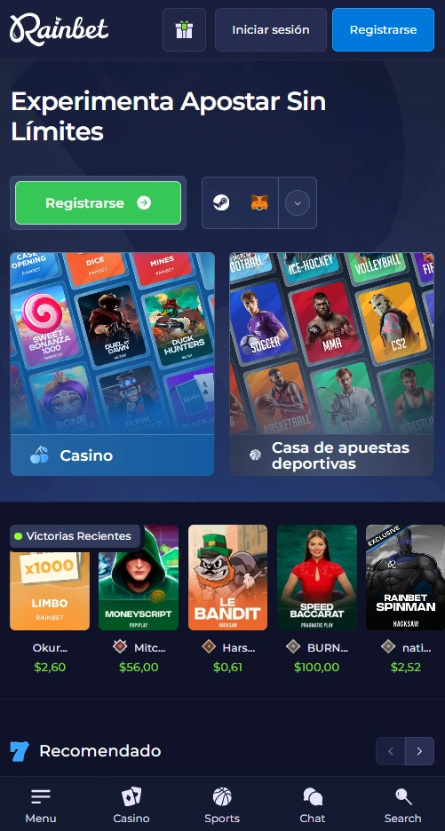 rainbet mobile home page