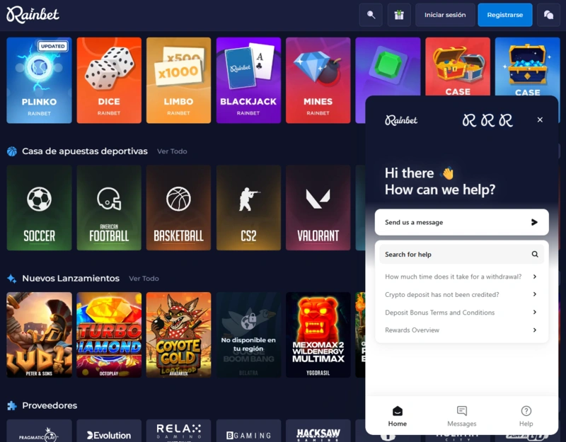 rainbet support page